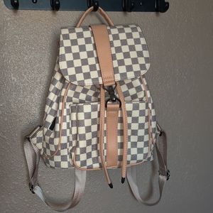 Checkered drawstring backpack purse